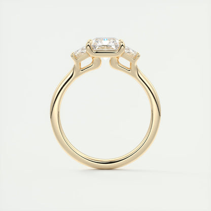 2.50 Ct Plunge Radiant & Trapezoids Three Stone Engagement Rings