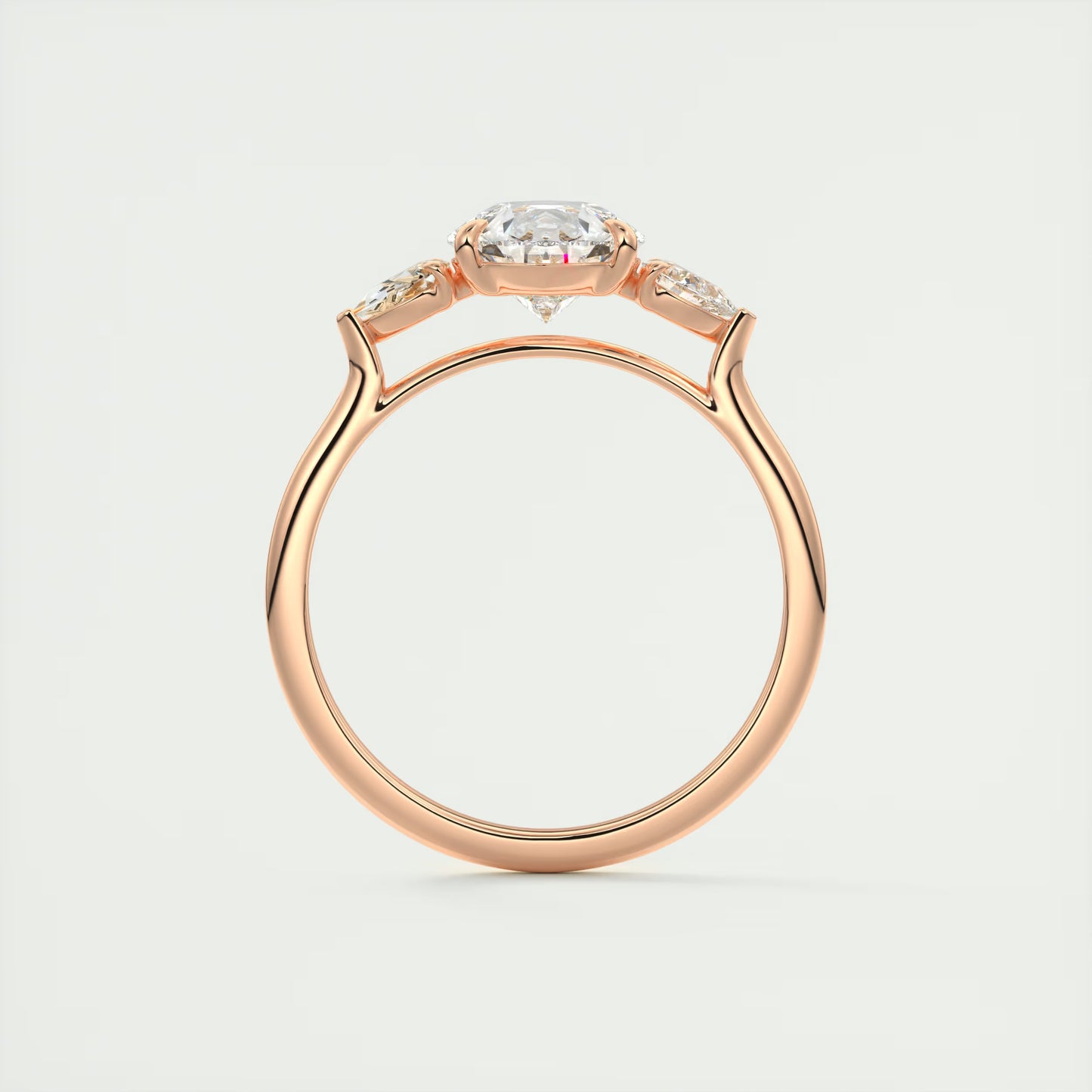 2.50 Ct Breezy Pears - Flush Stacking Pear Three Stone Solitaire Side Stone Rings