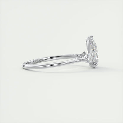 2.50 Ct Breezy Pears - Flush Stacking Pear Three Stone Solitaire Side Stone Rings