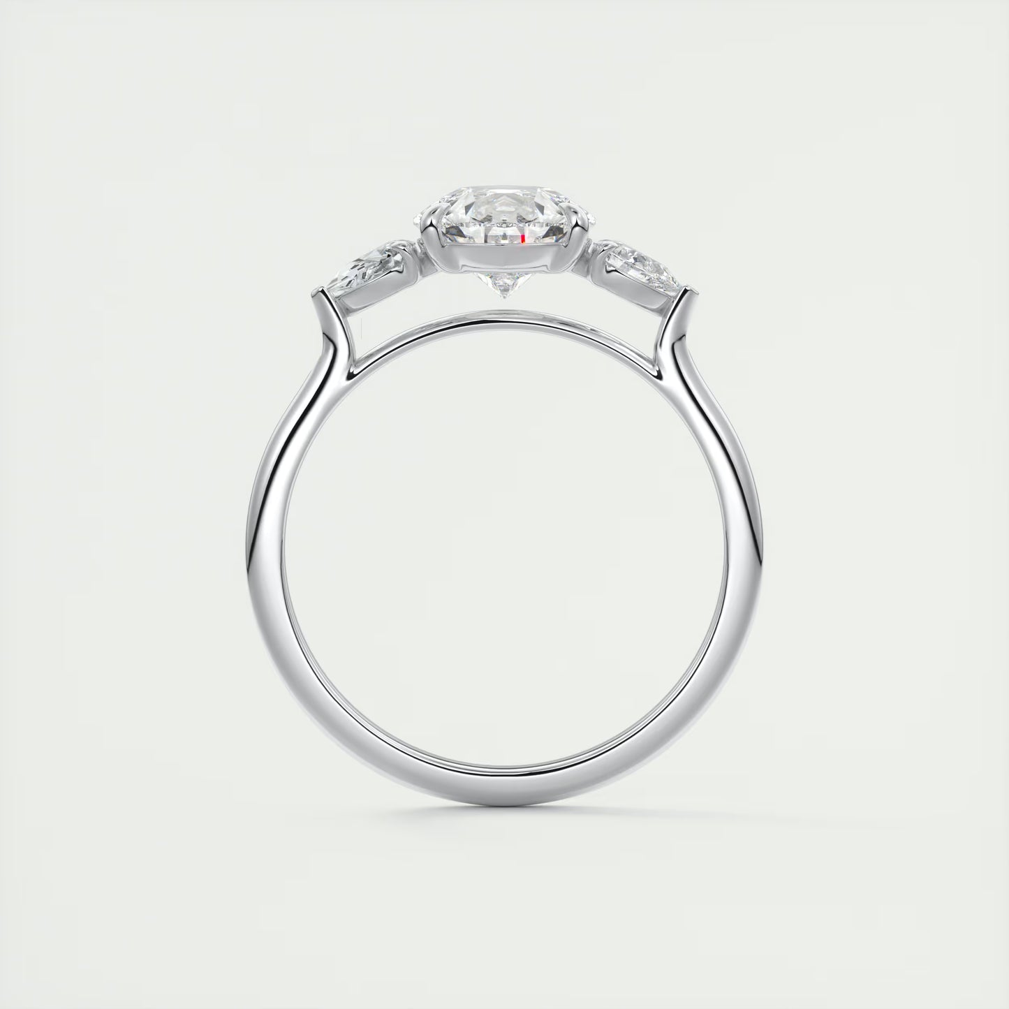 2.50 Ct Breezy Pears - Flush Stacking Pear Three Stone Solitaire Side Stone Rings