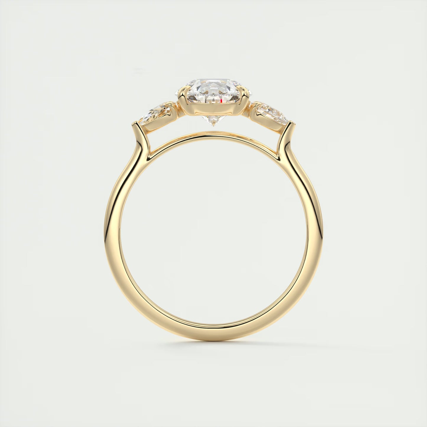 2.50 Ct Breezy Pears - Flush Stacking Pear Three Stone Solitaire Side Stone Rings