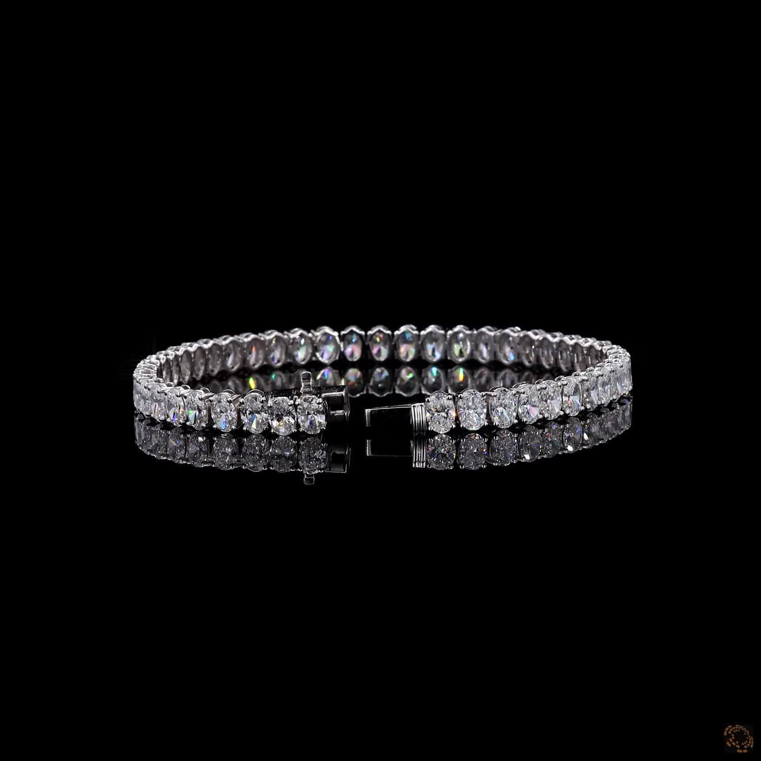 11.87 Ct White Gold Oval  Fancy Bracelet, Vertically Set Oval Cut Eternity Line Bracelet, Modern Fine Jewelry Gift