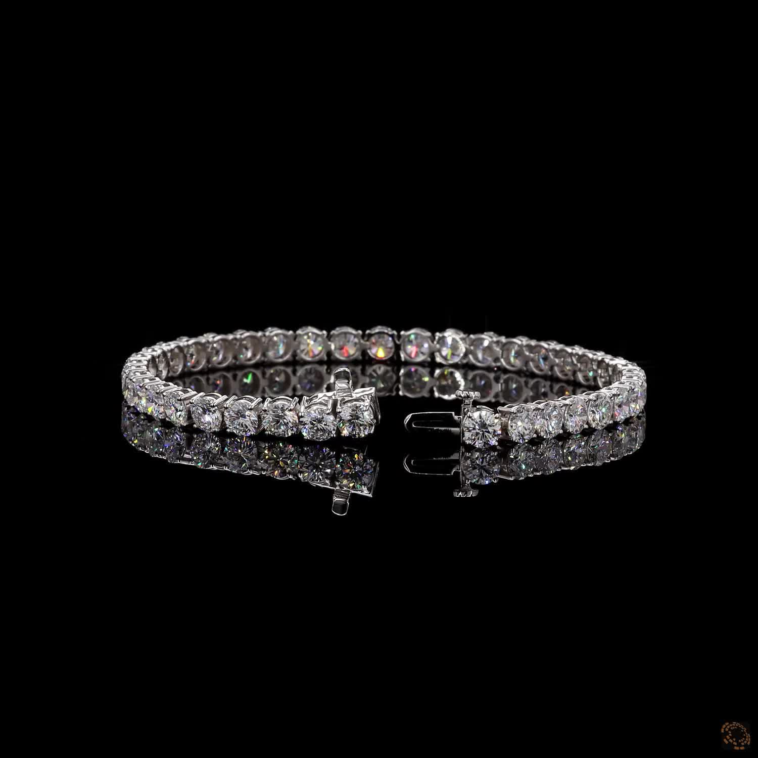 12.66 Ct White Gold Graduated Bezel Tennis Bracelet, Round Moissanite Statement Bracelet, Vintage-Inspired Stackable Fine Jewelry, Luxury Gift for Her