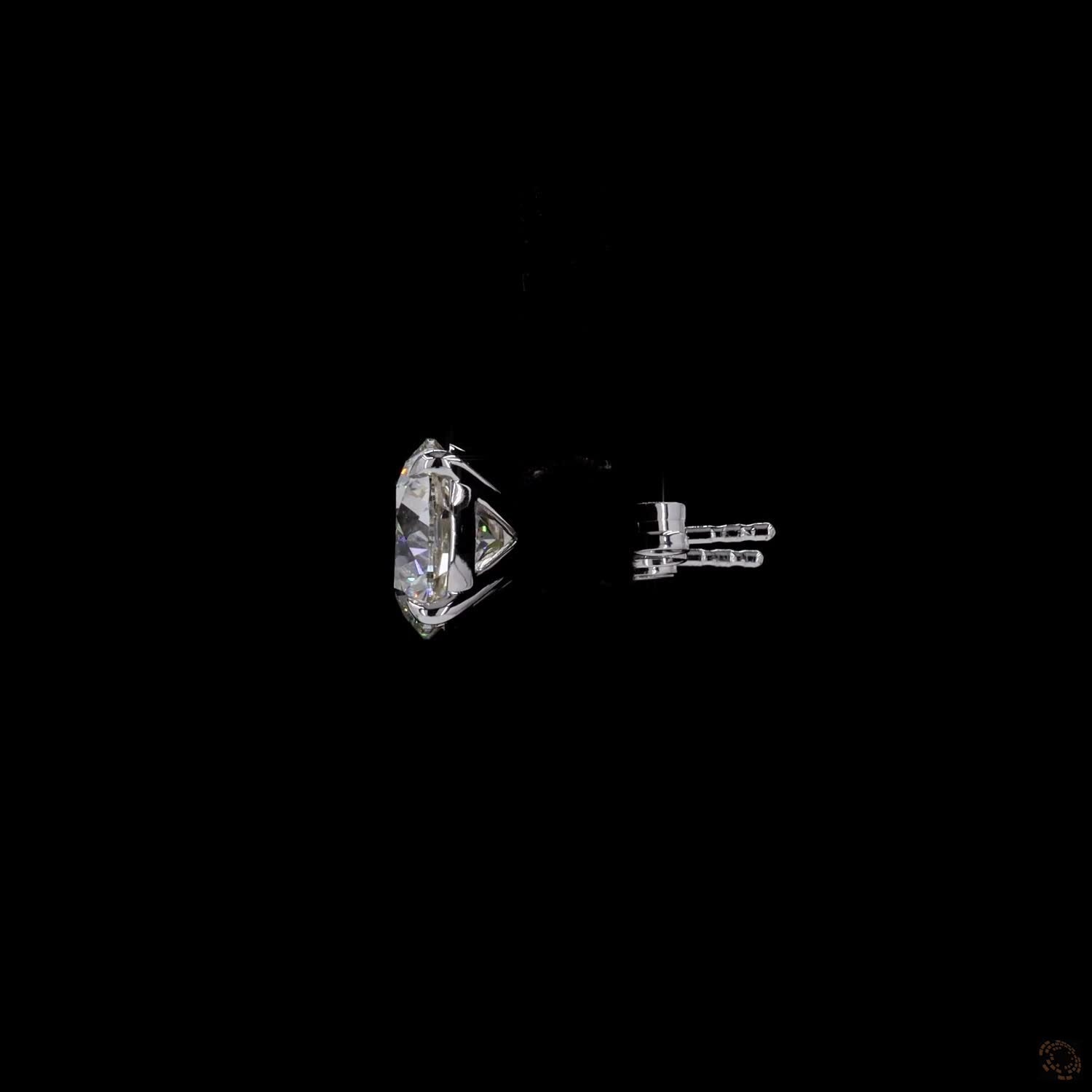 0.54 Ct Solid 14K White Gold Round Brilliant Cut Diamond Stud Earrings – Classic 4-Prong Basket Solitaire Set