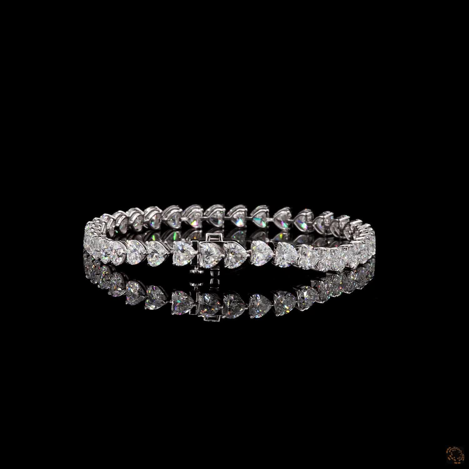 15.10 Ct 14K Yellow Gold Heart-Shaped Diamond Line Bracelet