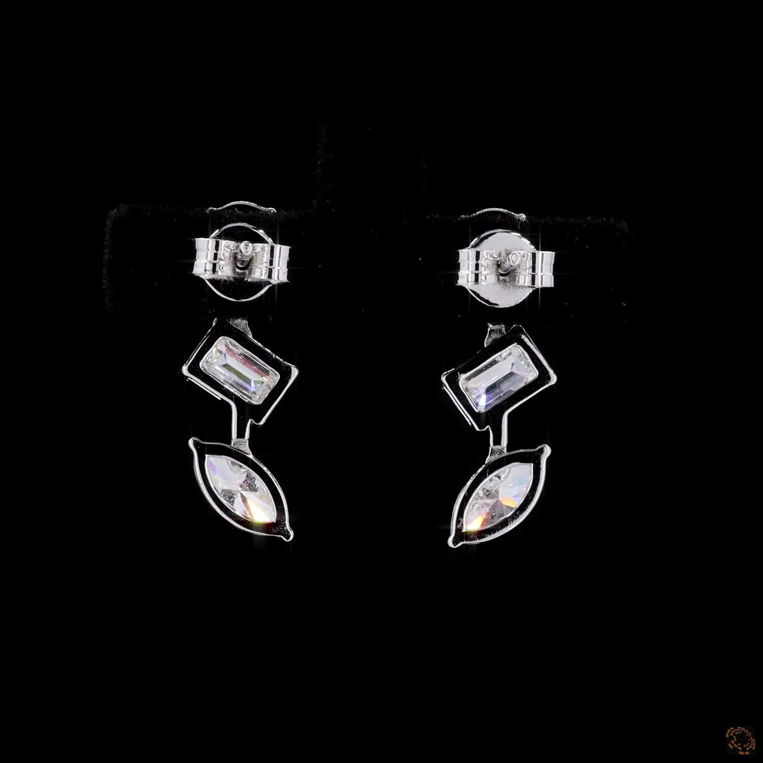 3.26 Ct Three Stone Dangle Drop Earrings