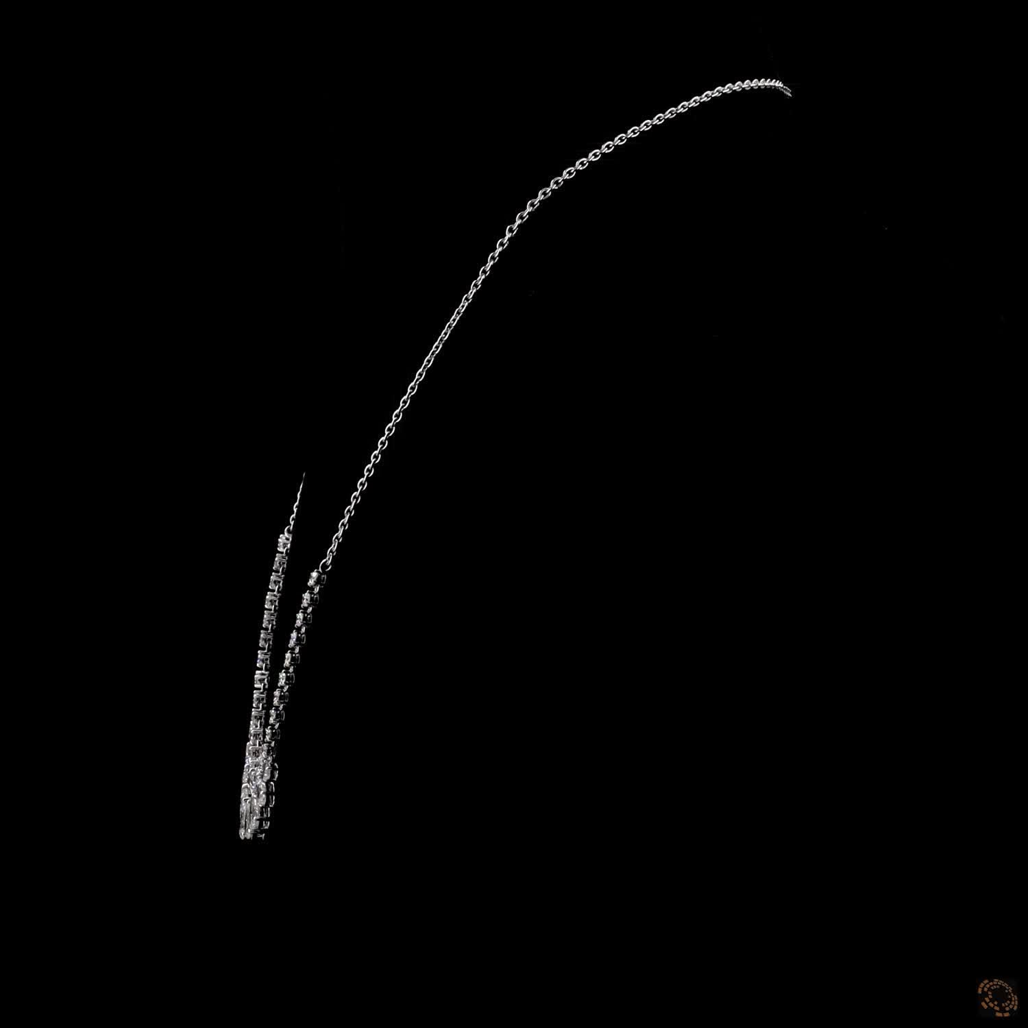 6.34 Ct Elegant fringe-style station necklace with a central arc of suspended, articulated pear-cut diamond drops
