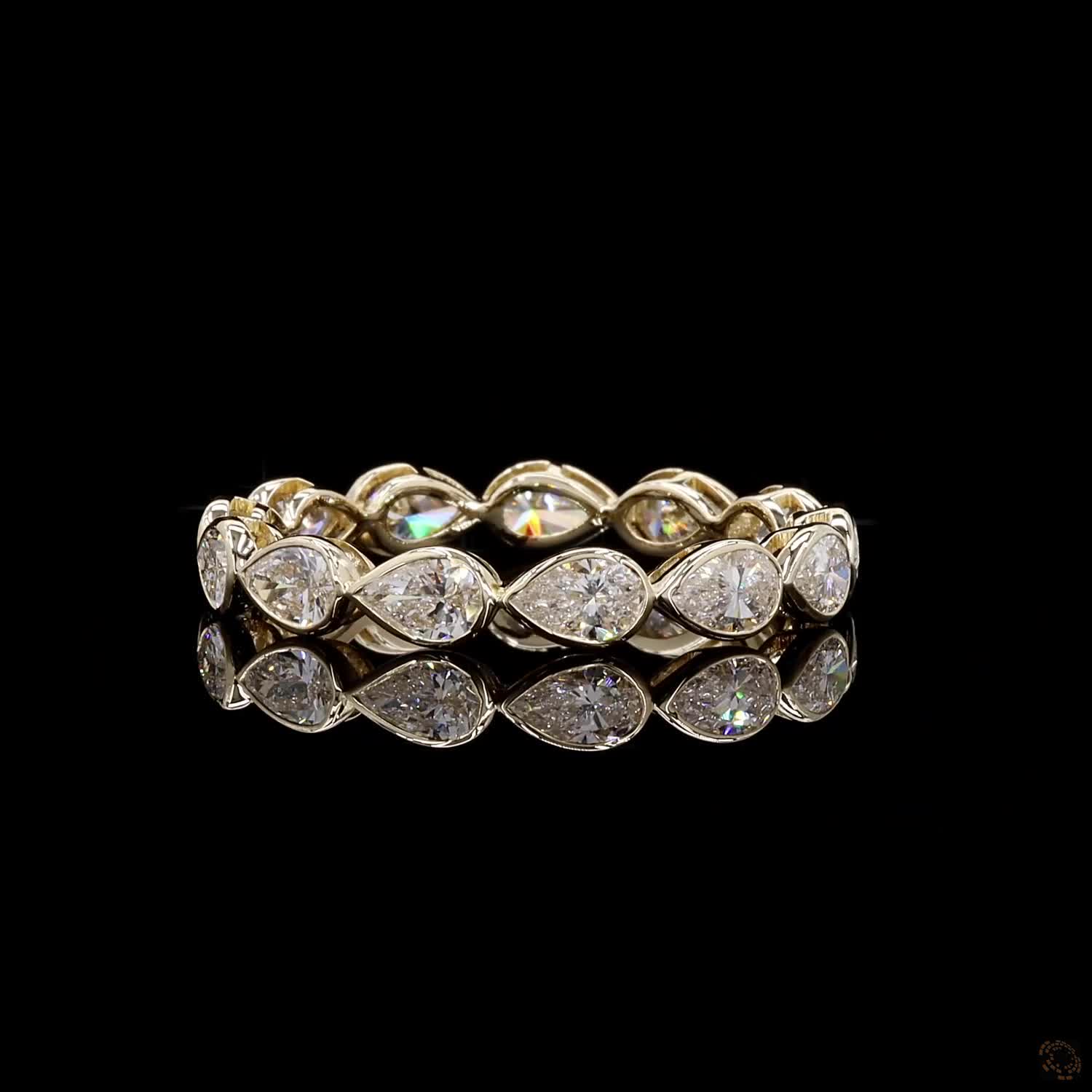 3.24 Ct Horizontal Pear-Shaped Diamond Full Bezel Eternity Ring