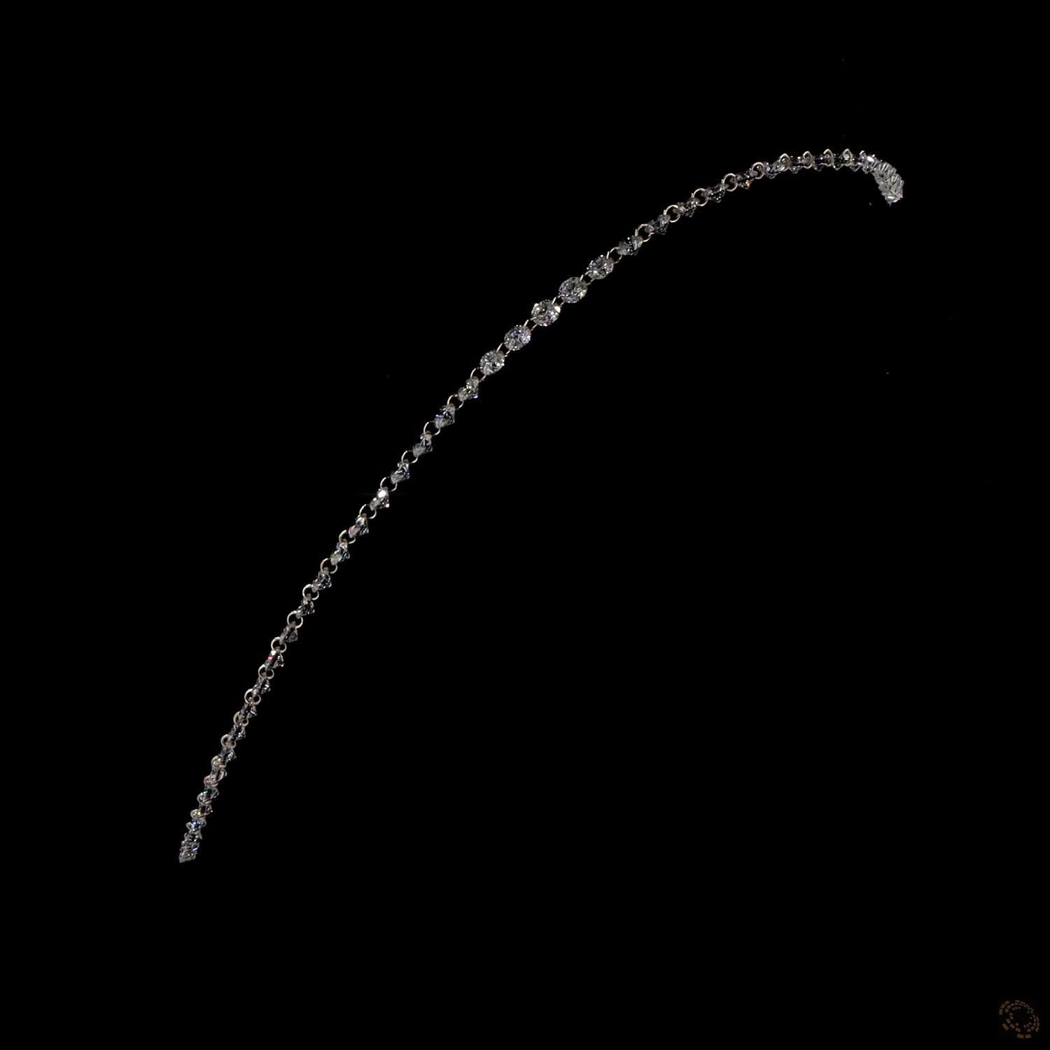 19.49 Ct Round Brilliant Graduated Riviera Station Necklace in Yellow Gold