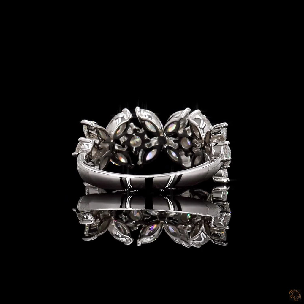 1.82 Cts Marquise And Round Diamond Flower Wedding Band