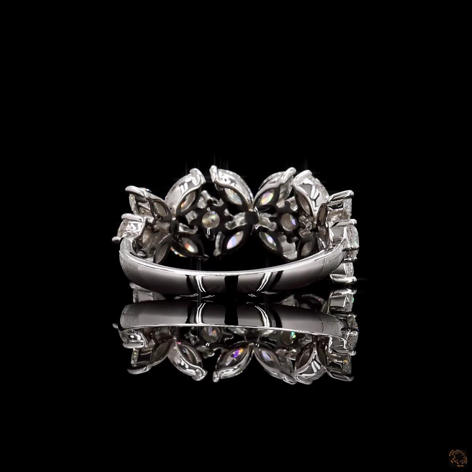 1.82 Cts Marquise And Round Diamond Flower Wedding Band