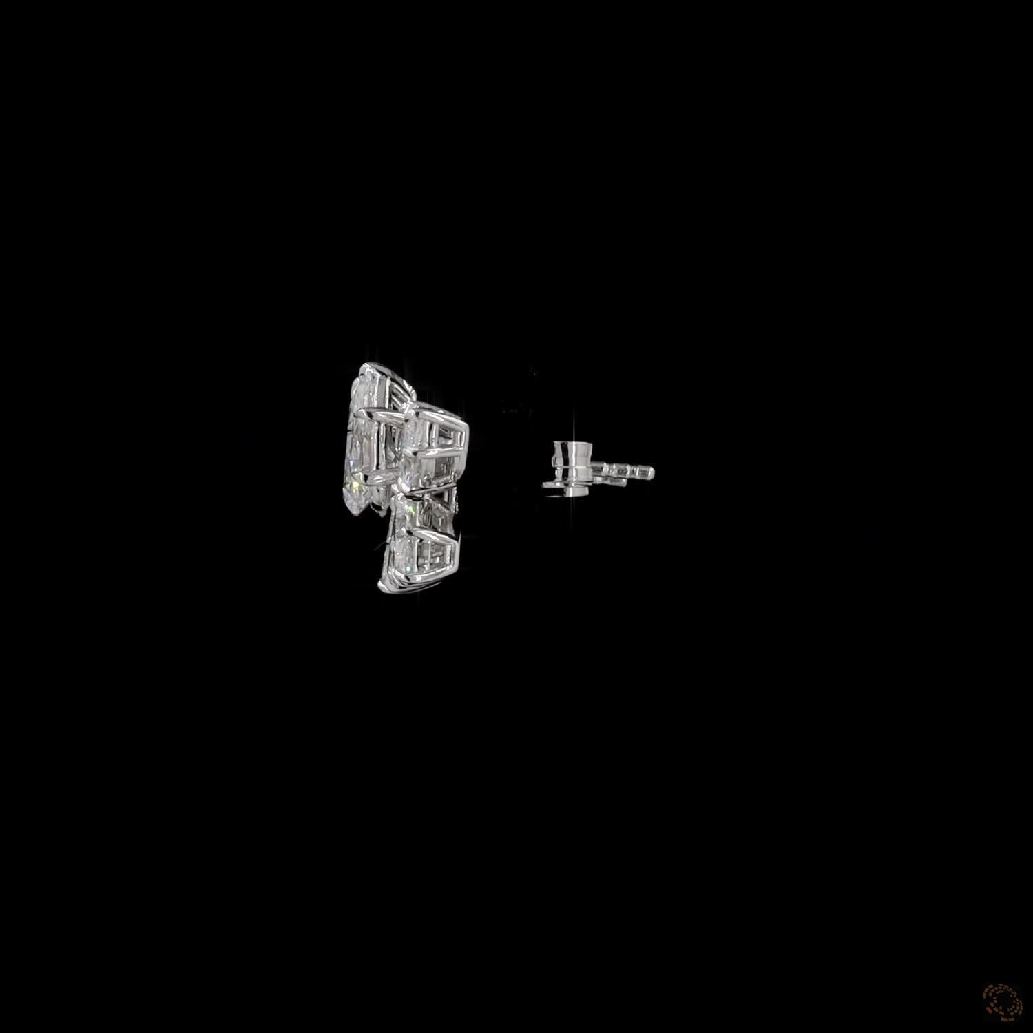 4.49 Ct Pear and Marquise Cut Diamond Flower Cluster Earrings