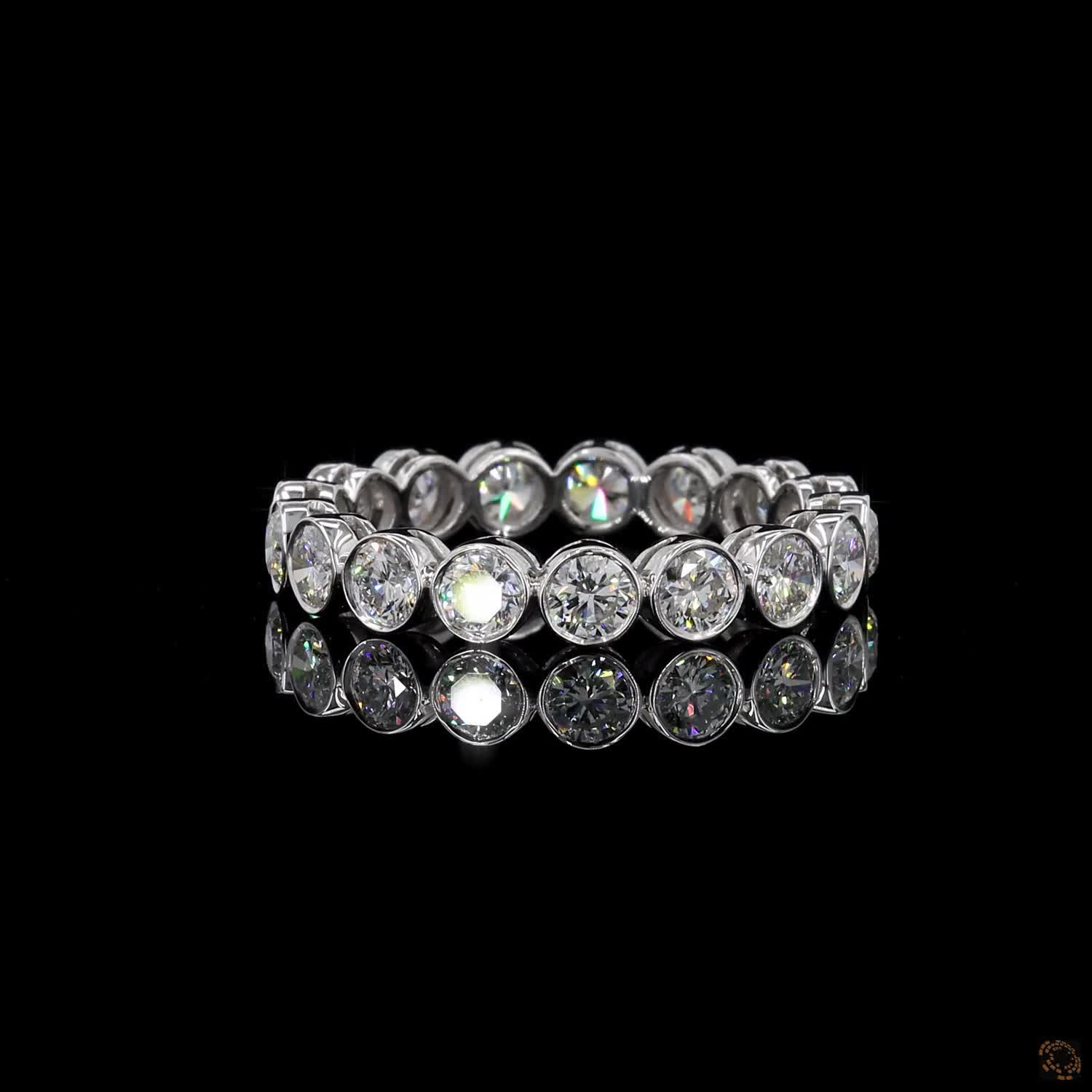 1.90 Ct Round Cut Diamond Bezel Eternity Band – 14K White Gold Floating Bezel Wedding Ring