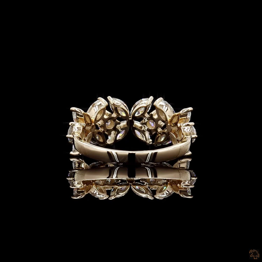 1.81 Cts Marquise Cut Lab Diamond Floral Wedding Band