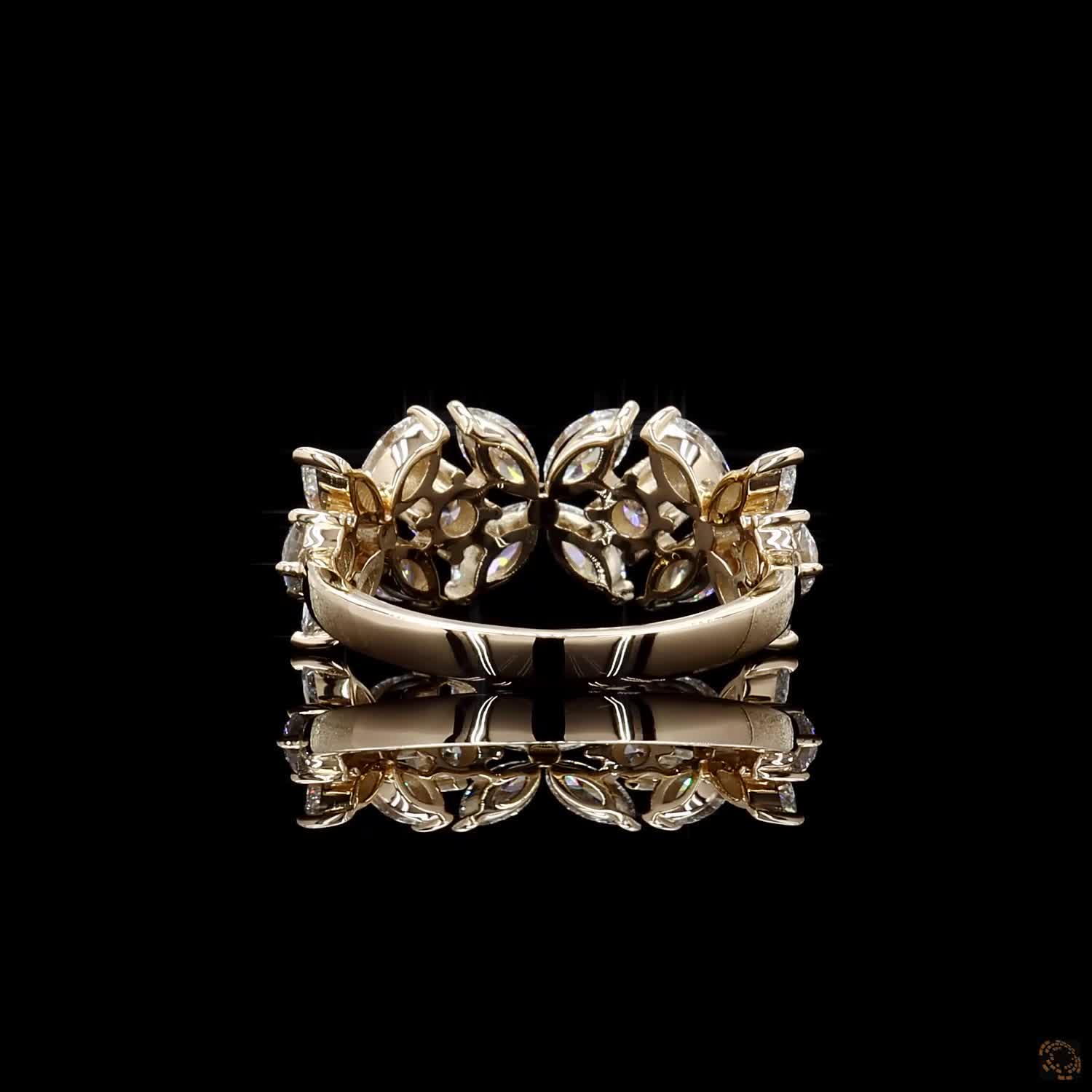 1.81 Cts Marquise Cut Lab Diamond Floral Wedding Band