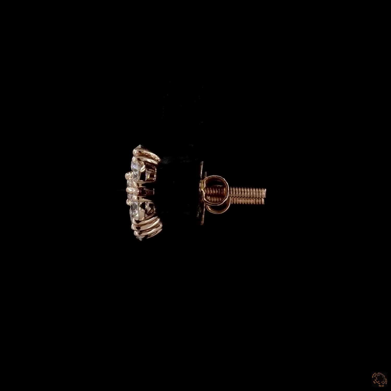 1.38 Ct 14K Rose Gold Round Cut Diamond Flower Cluster Stud Earrings – Blossom Solitaire Illusion Studs