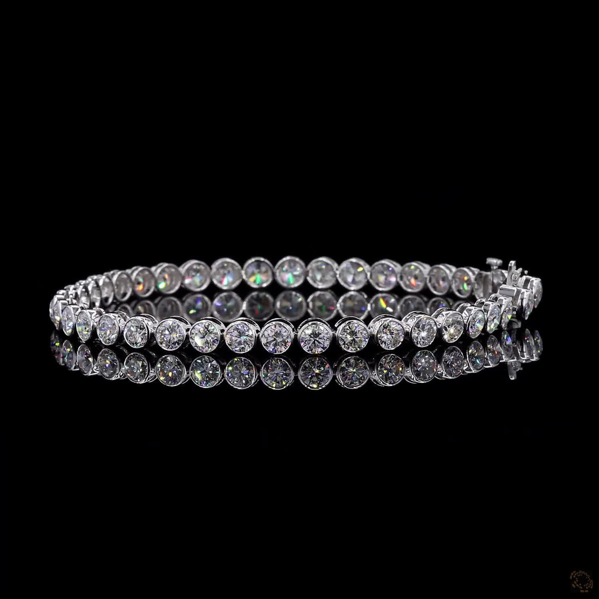10.02 Ct Bezel-Set Round Diamond Tennis Bracelet in White Gold