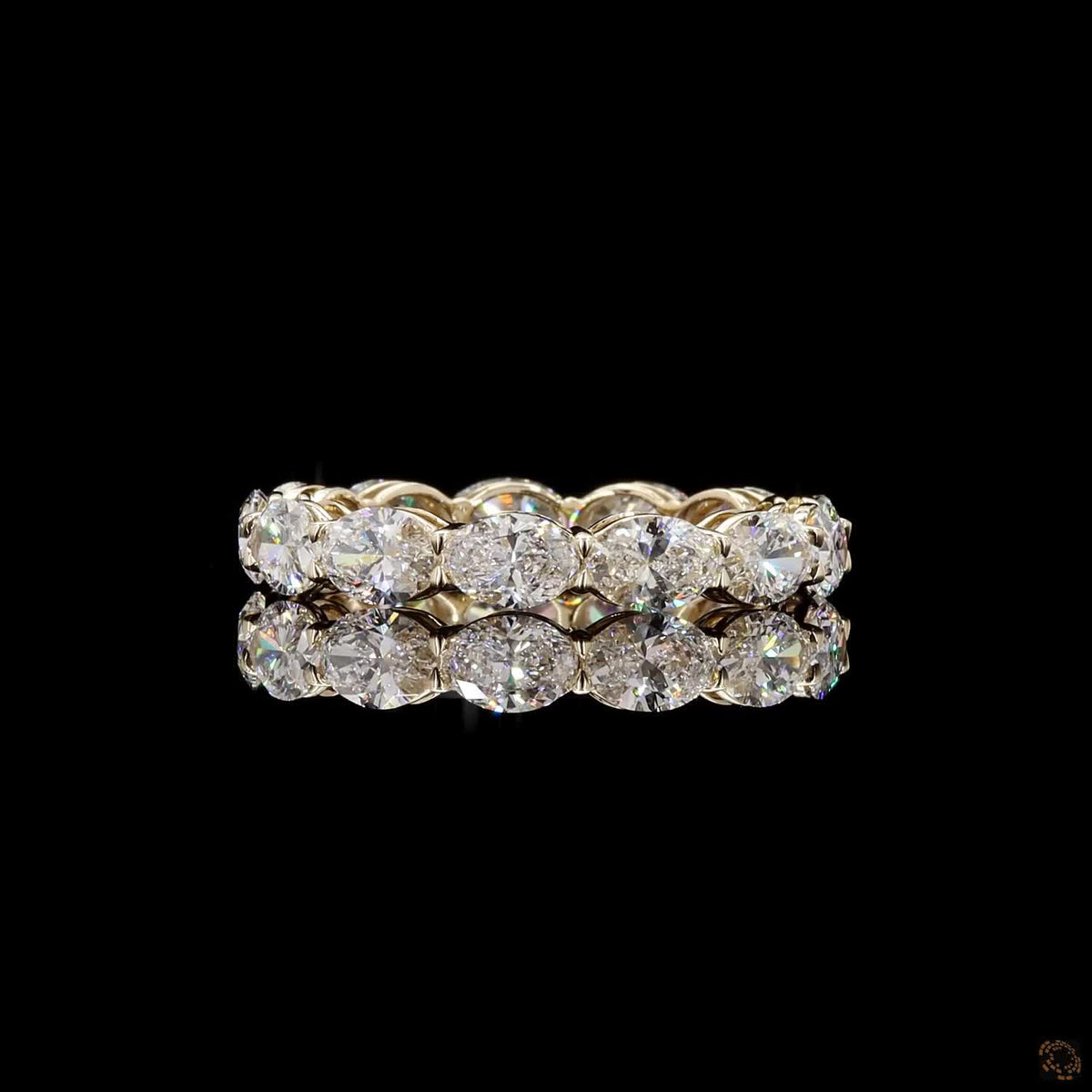 3.35 Ct East-West Oval Cut Diamond Eternity Ring in Yellow Gold