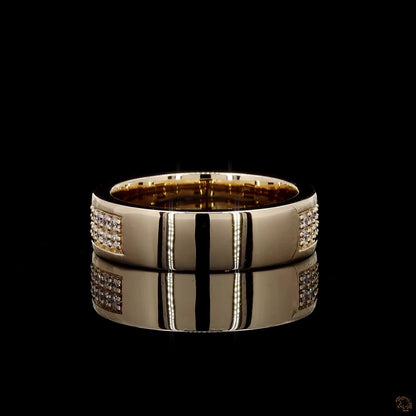 0.91 Ct Yellow Gold 62 Round Diamond  Wedding Band Ring