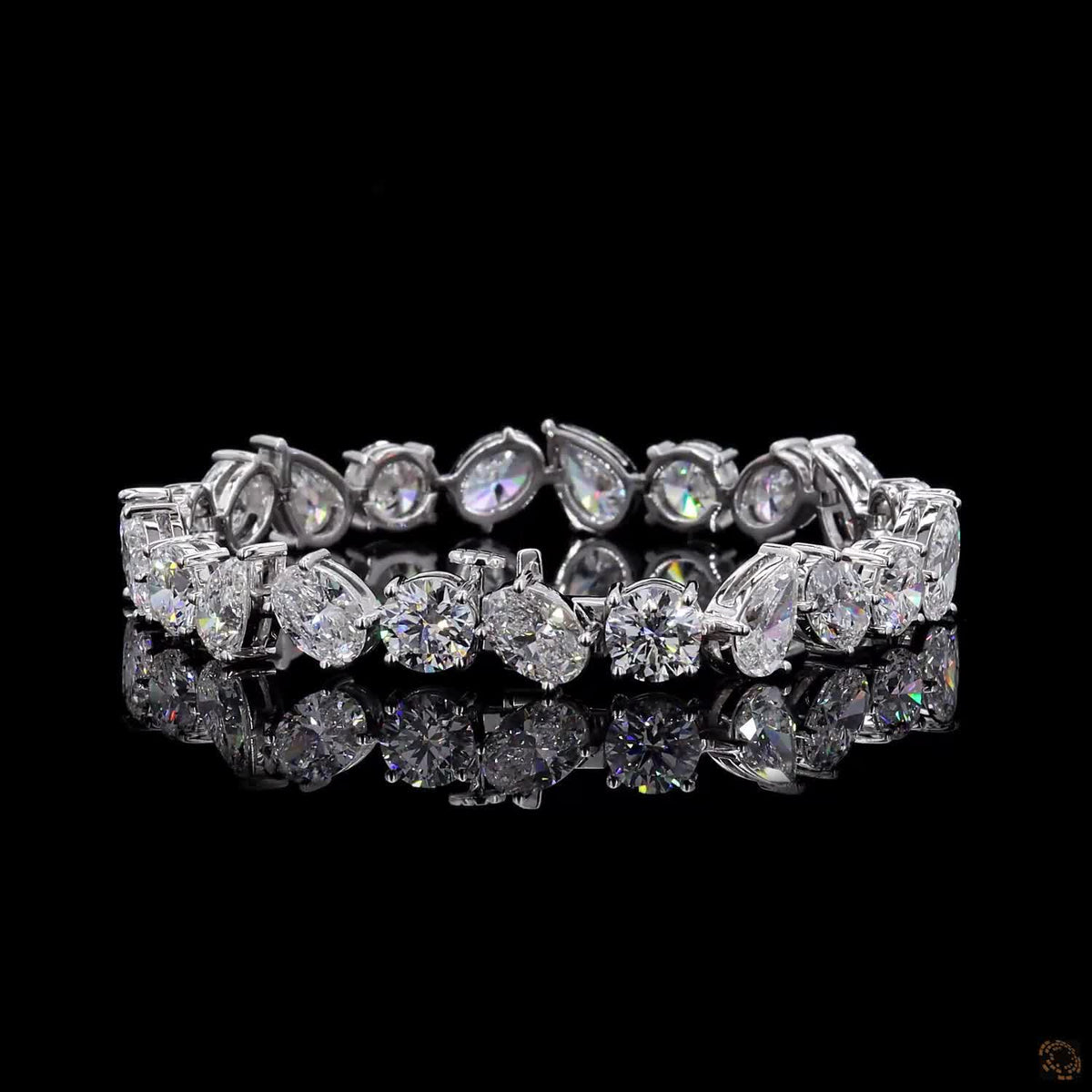 24.56 Ct White Gold Mixed Shape  Cluster Fancy  Bracelet, Asymmetrical Fancy Cut  Bracelet, Fine Jewelry Gift
