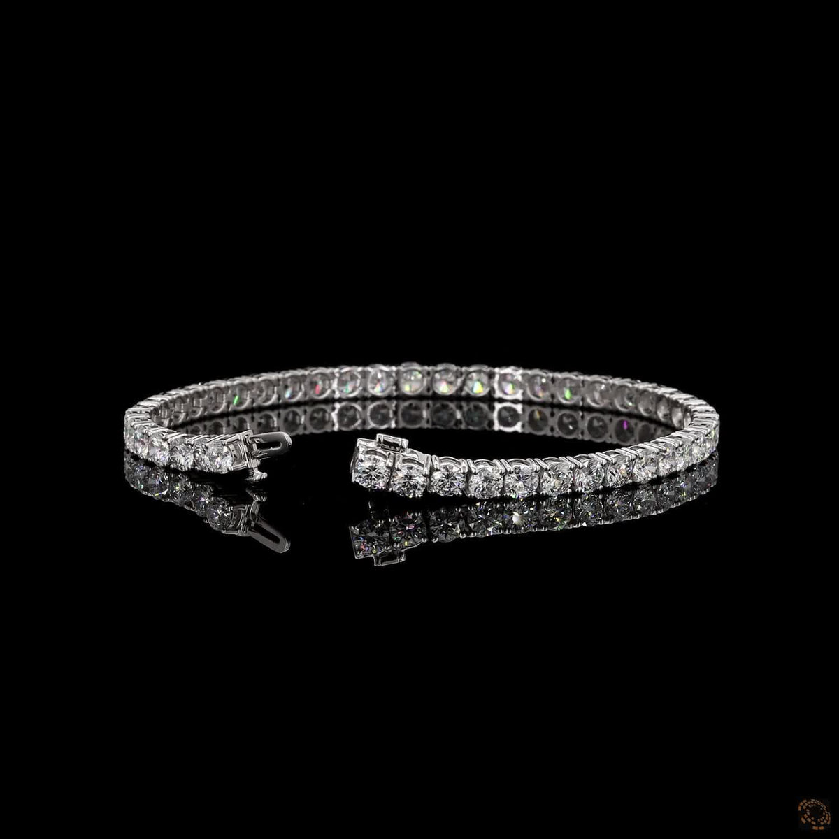 9.41 Ct Round Diamond Eternity Line Bracelet in White Gold