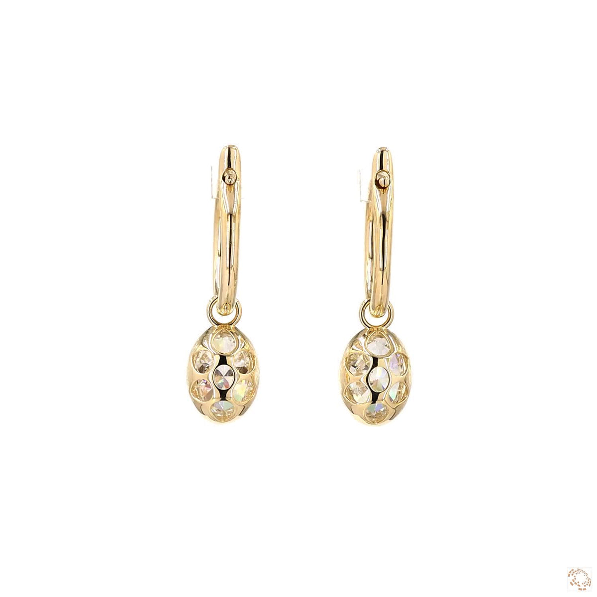 3.13 Ct Oval Diamond Dangle Huggie Hoop Earrings, Solid 14K Yellow Gold Oval Solitaire Drop Earrings