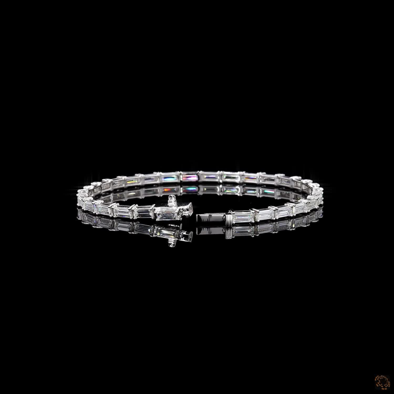 7.00Ct Baguette Diamond Tennis Bracelet Lab Grown Diamond