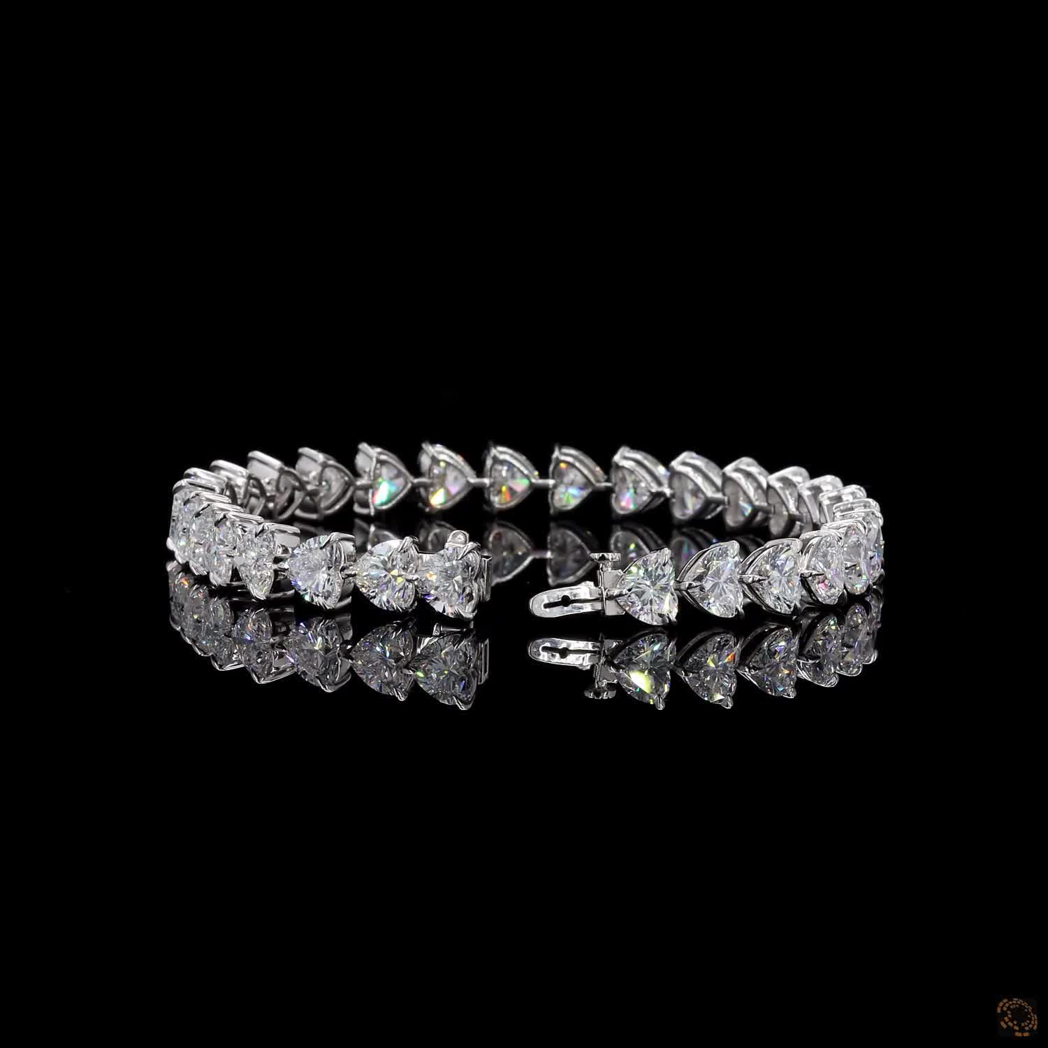 22.70 Ct Luxury Heart Cut Diamond Tennis Bracelet | Lab Grown Diamond White Gold Bracelet
