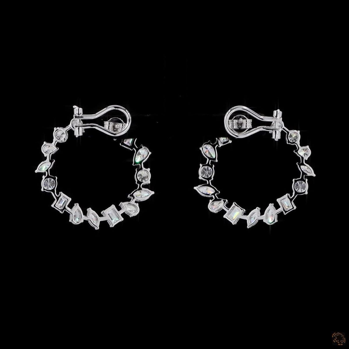 6.30 Ct DIAMOND HOOPS WITH ALTERNATING MIXED FANCY SHAPES HOOP EARRINGS