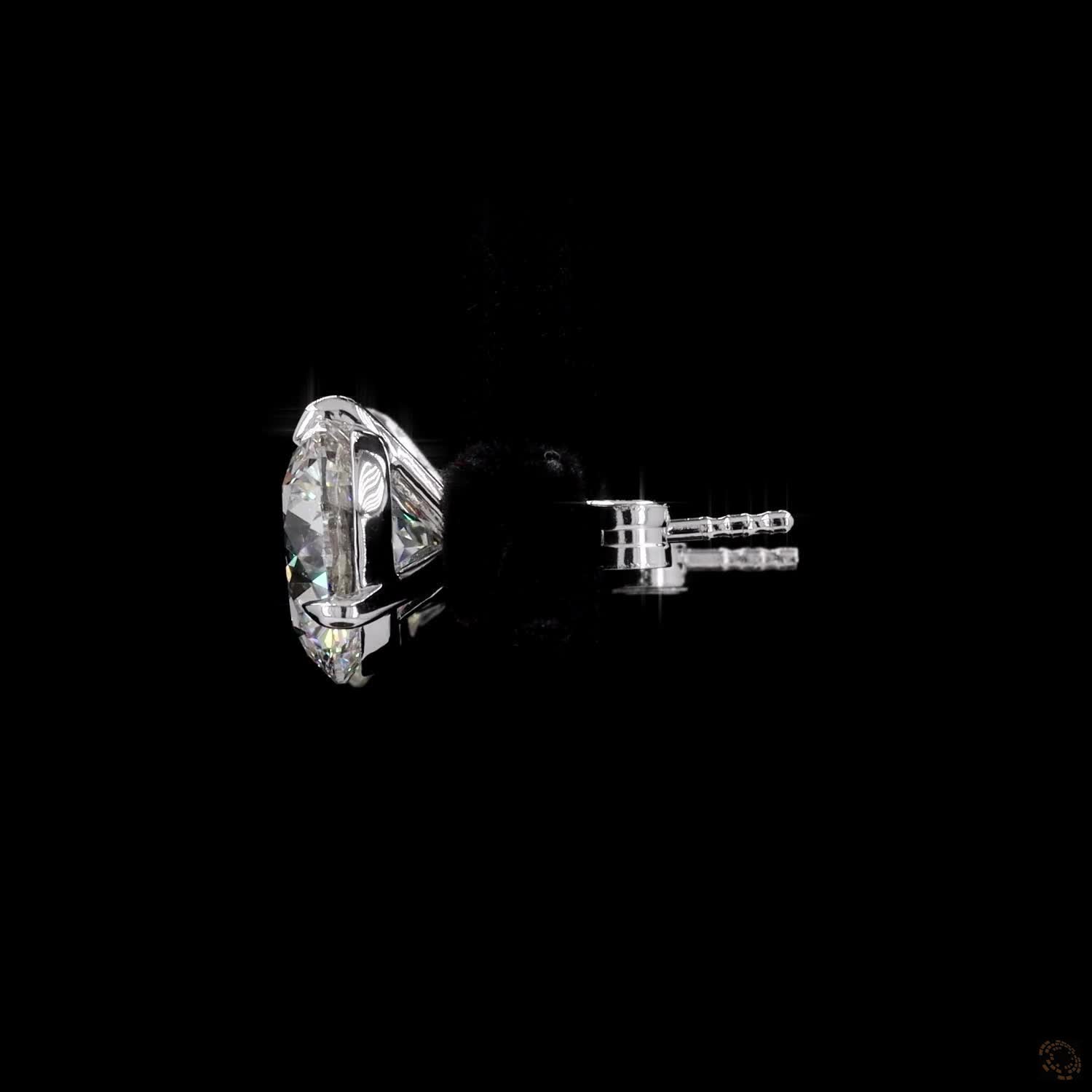 6.16 Ct Cut Diamond Solitaire Stud Earrings in 14K White Gold | 3-Prong Basket Setting with V-Prong Tip