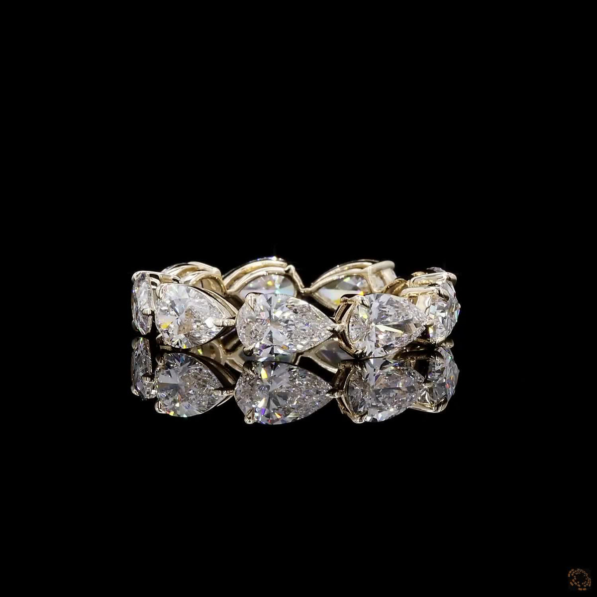 4.97 Ct Pear Cut Lab Grown Diamond Eternity Band Ring in 14K Yellow Gold | Shared Prong Full Eternity Wedding Band | Anniversary Ring for Women