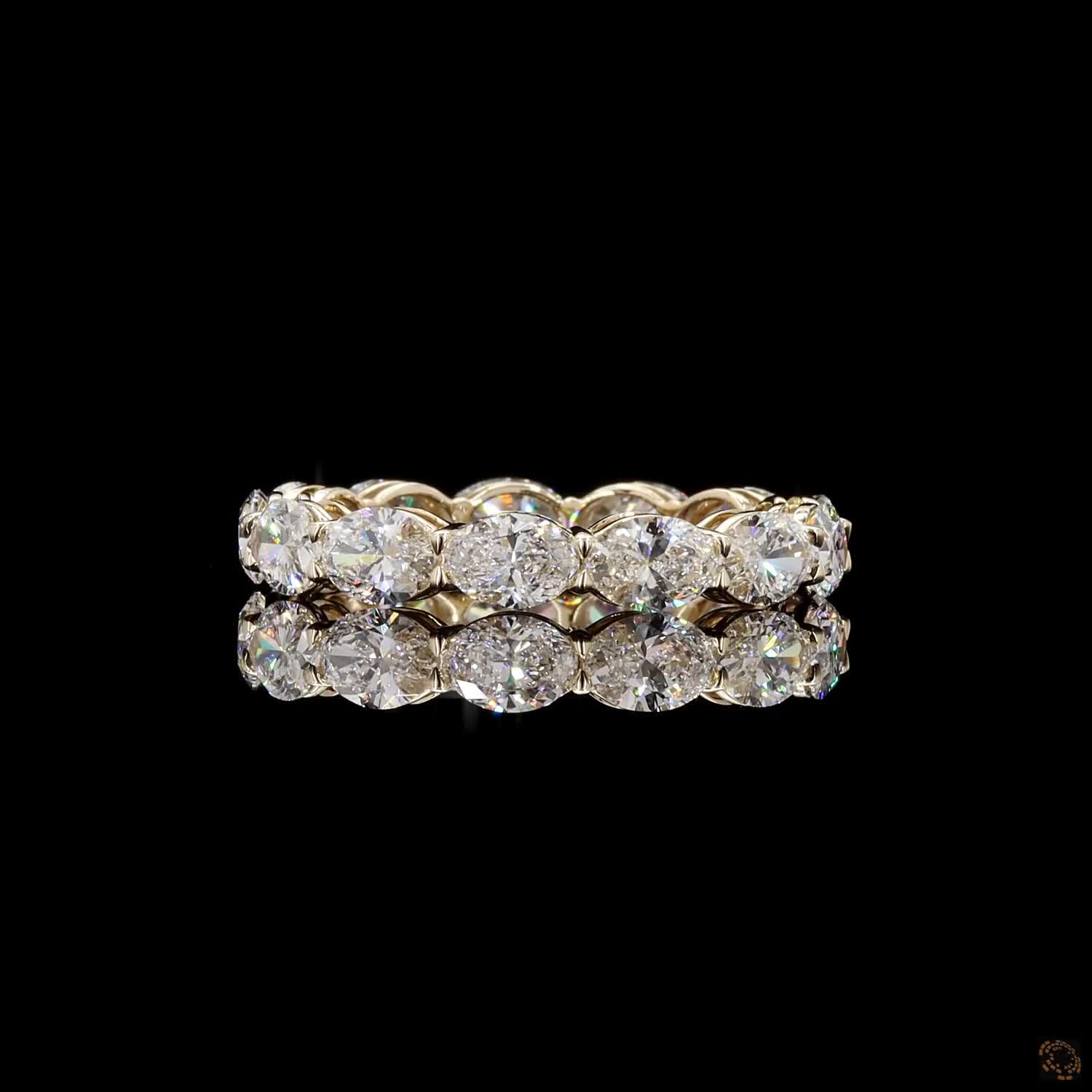 3.35 Ct East-West Oval Cut Diamond Eternity Ring in Yellow Gold