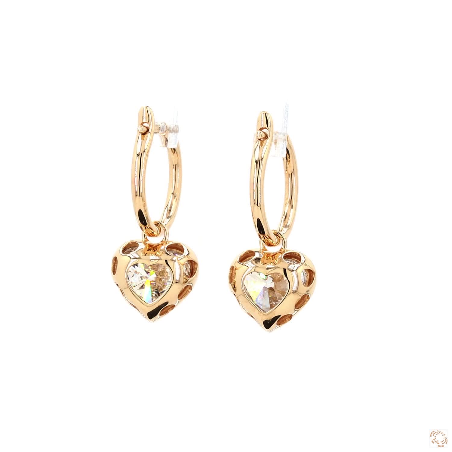 6.19 Ct Black & Gold Heart Solitaire Dangle Earrings | Luxury Heart Cut Crystal Earrings
