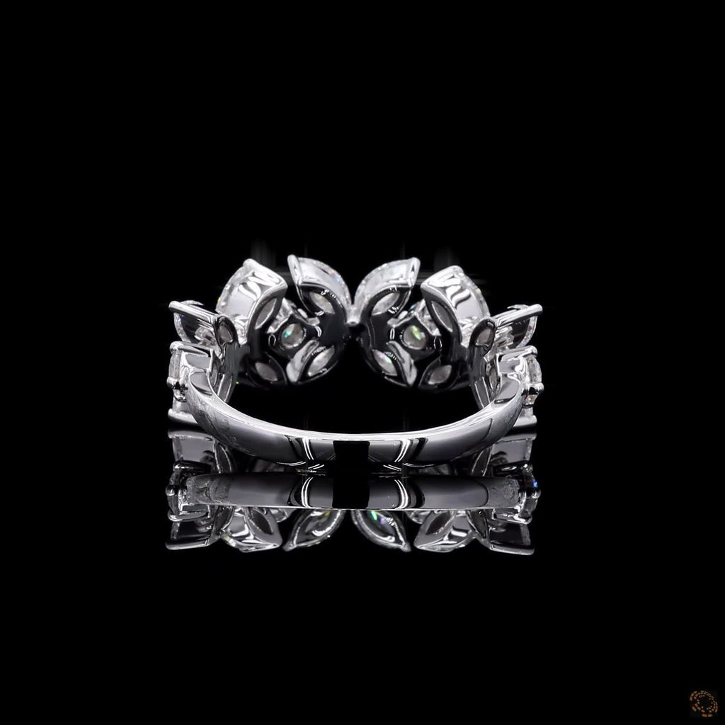  1.01 Ct Flower Shaped Round & Marquise Cut Half Eternity Wedding Band