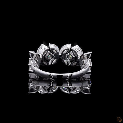  1.01 Ct Flower Shaped Round & Marquise Cut Half Eternity Wedding Band