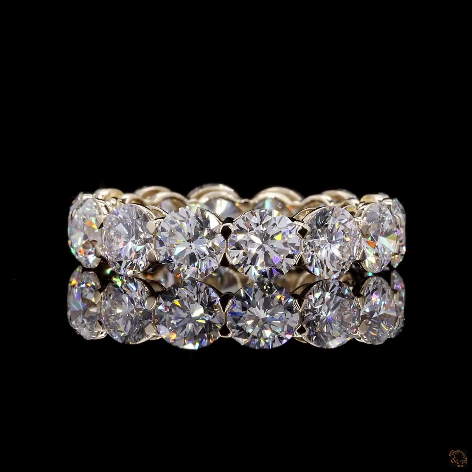 6.67 Ct  Full Eternity Wedding Band, Round Brilliant Cut Shared Prong Bridal Band in White Gold