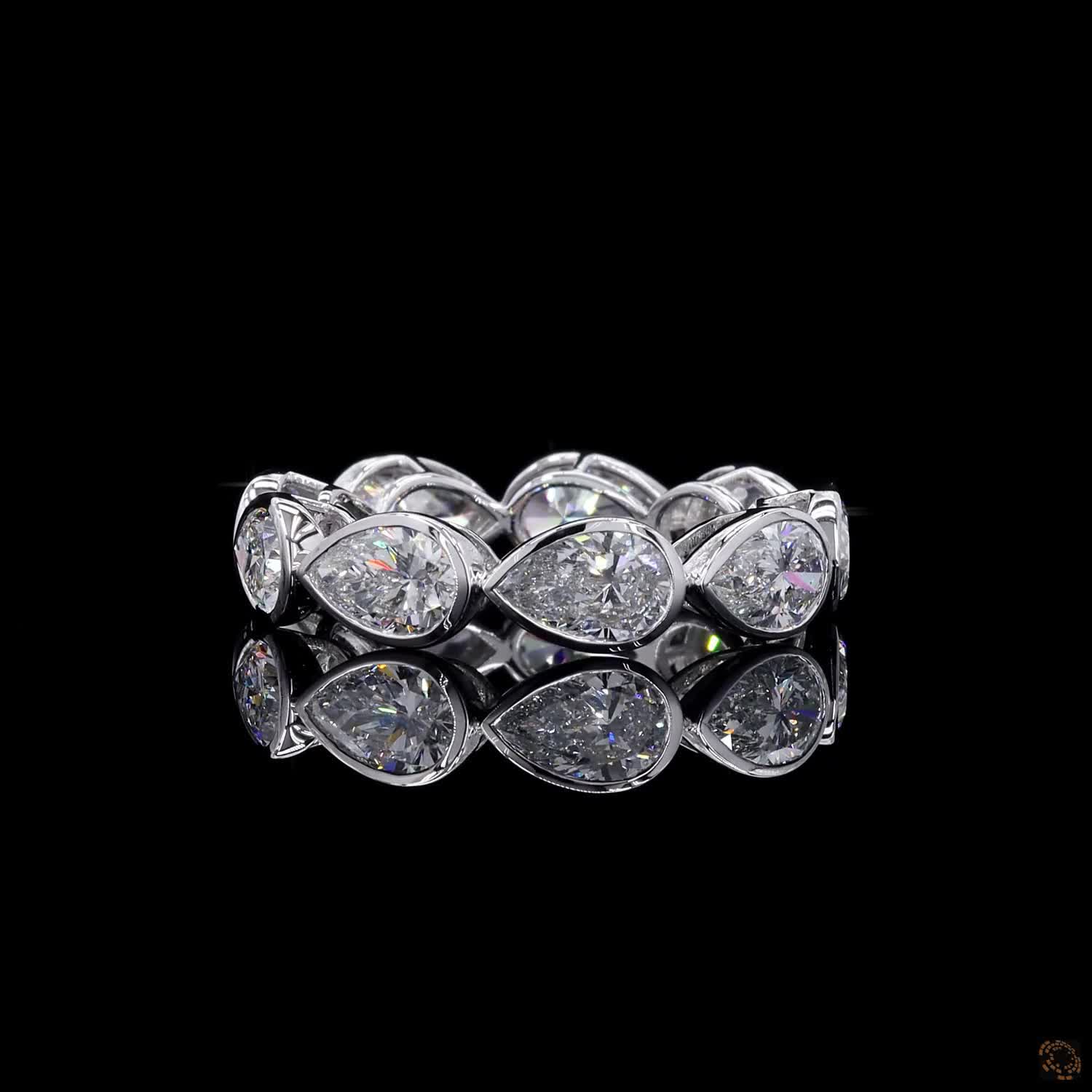 5.16 Ct Bezel Set Pear Cut lab-grown Diamond Eternity Ring