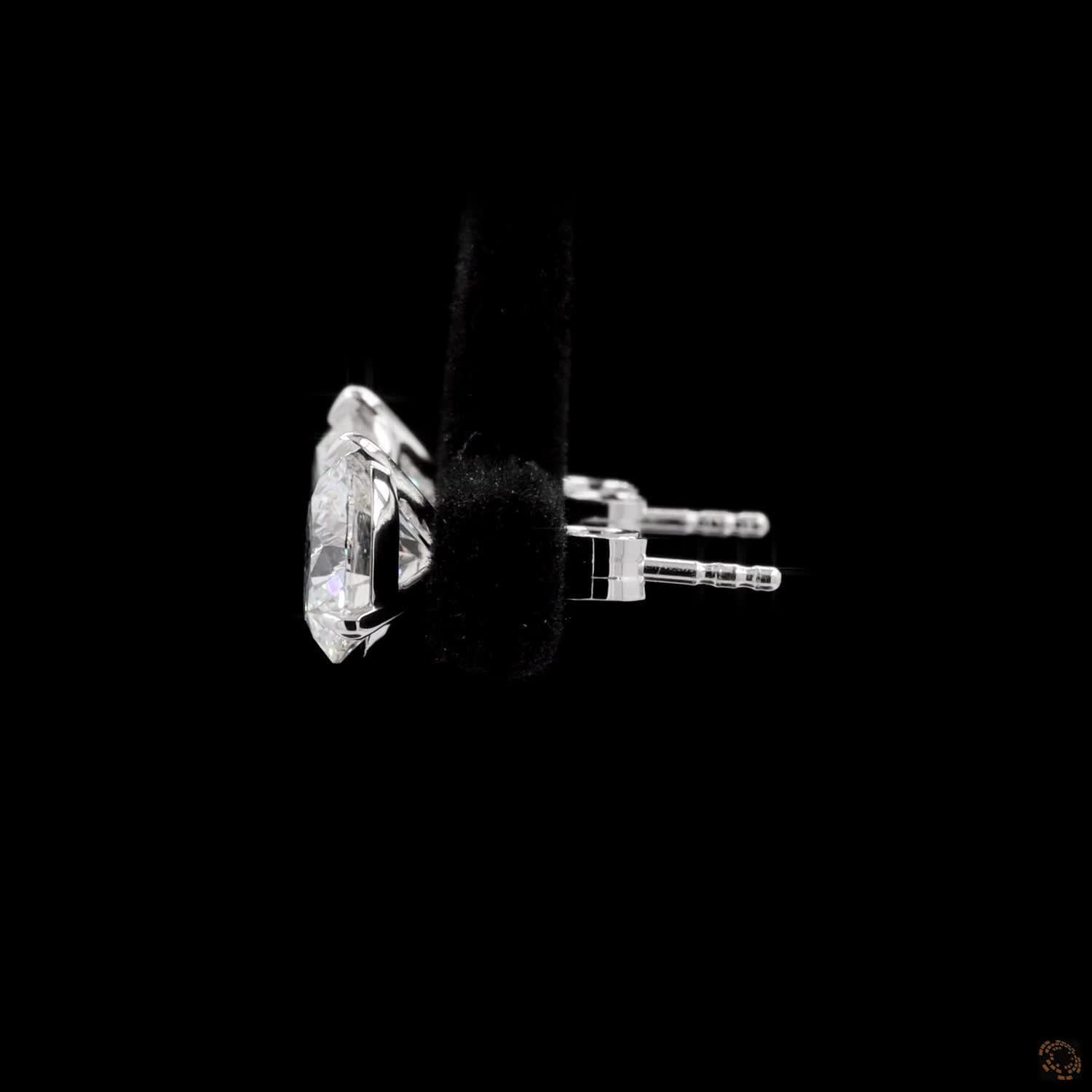 3.06 Ct 3-Prong Pear-Shaped Diamond Stud Earrings with V-Prong Tip