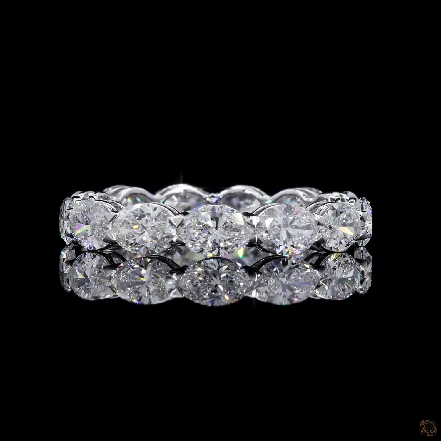 3.29 Ct East-West Oval Cut Diamond Eternity Band in White Gold