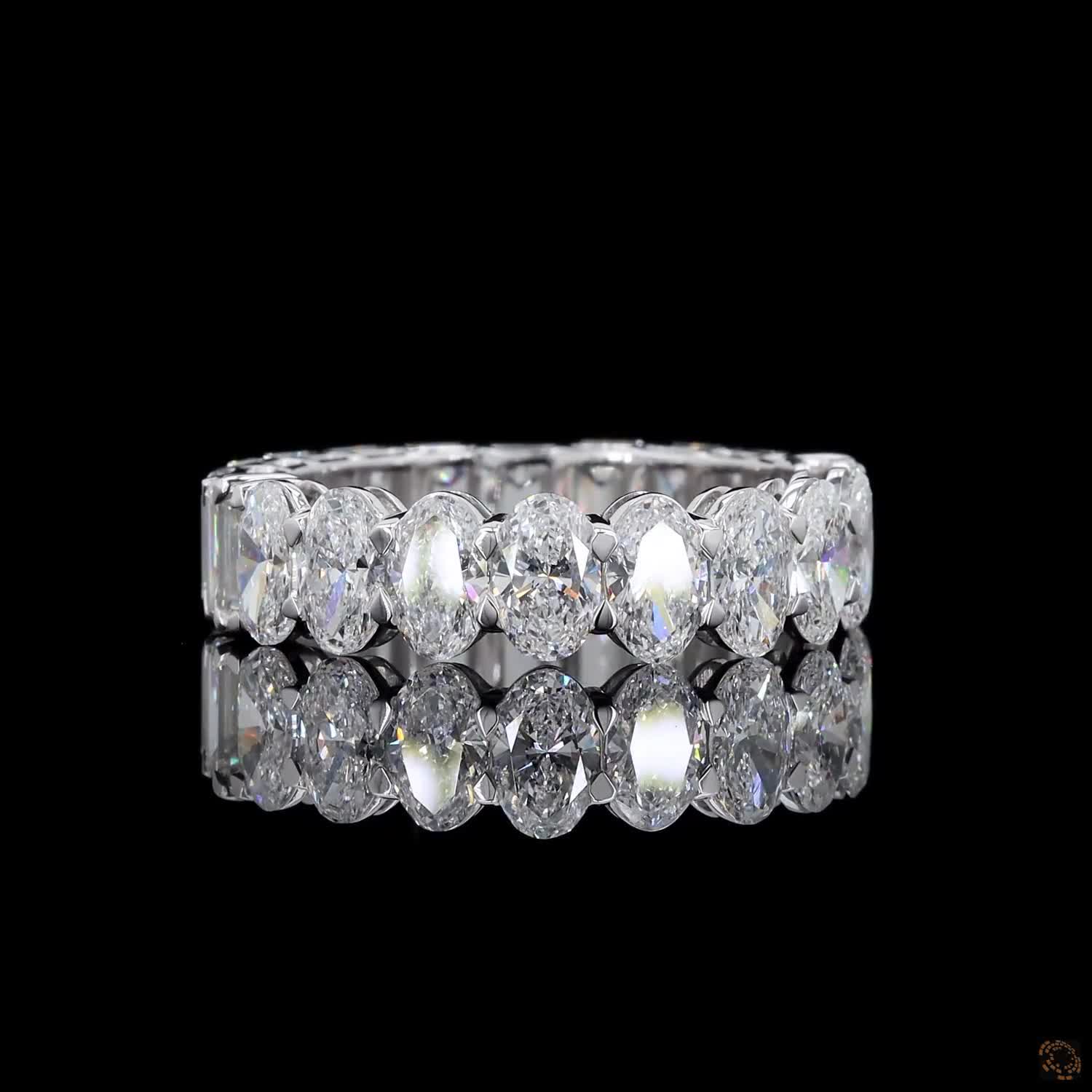 5.99 Ct Half Oval Half Emerald Cut Diamond Eternity Ring | Multi-Shape Wedding Band in 14K White Gold