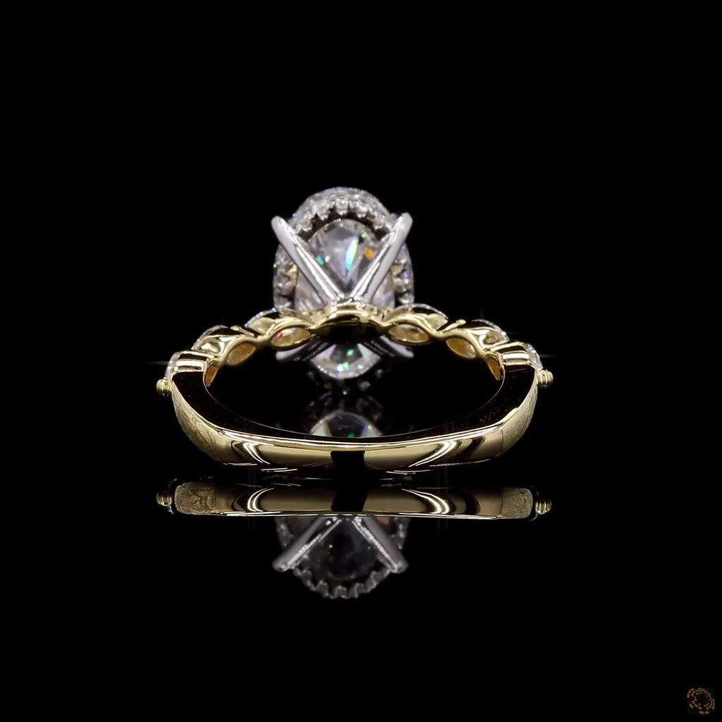 4.05 Ct Oval Cut Lab Grown Diamond Engagement Ring Set 
