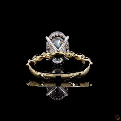 4.05 Ct Oval Cut Lab Grown Diamond Engagement Ring Set 