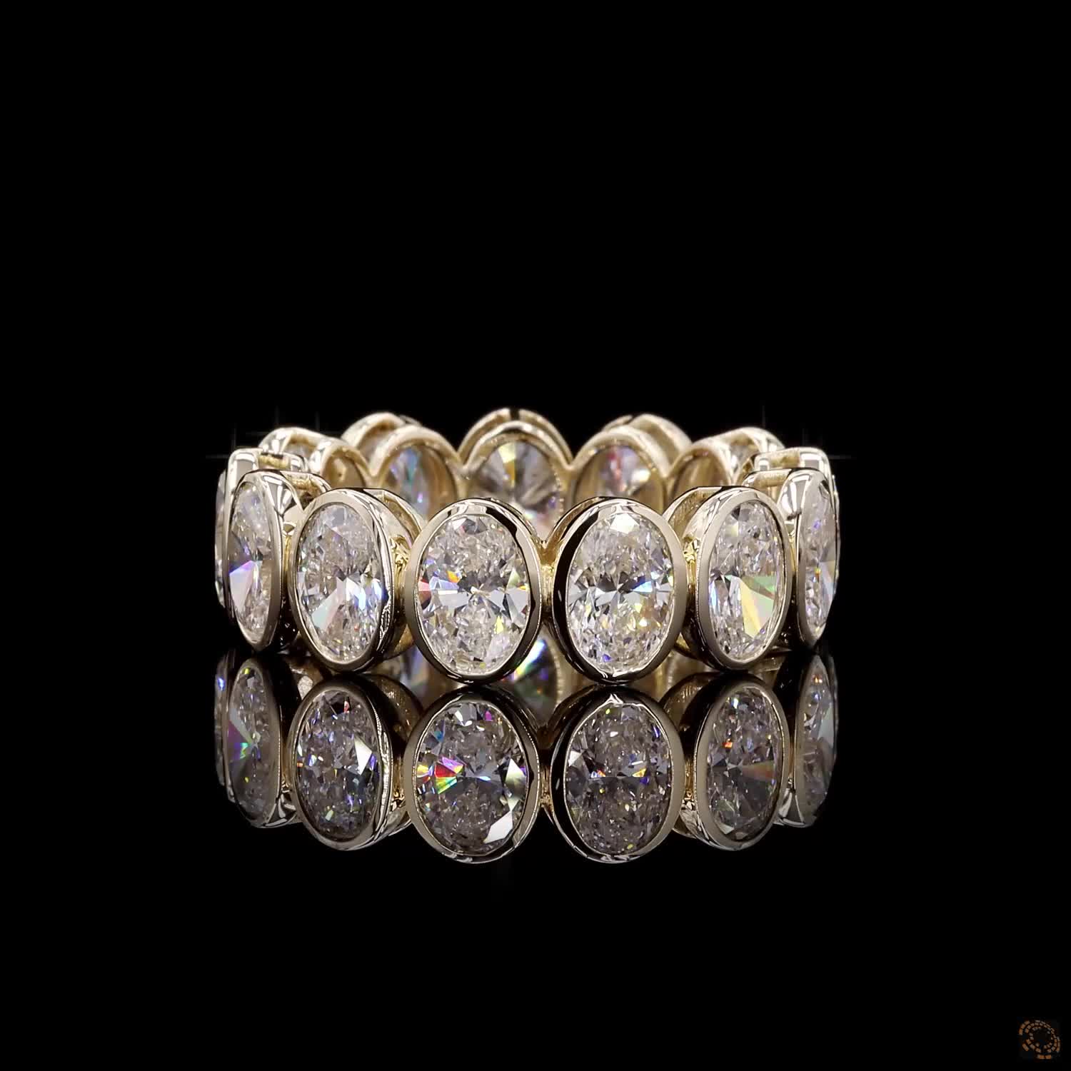 6.82 Ct Oval Diamond Wedding Band for Women | Bezel Set Lab Grown Diamond Eternity Ring