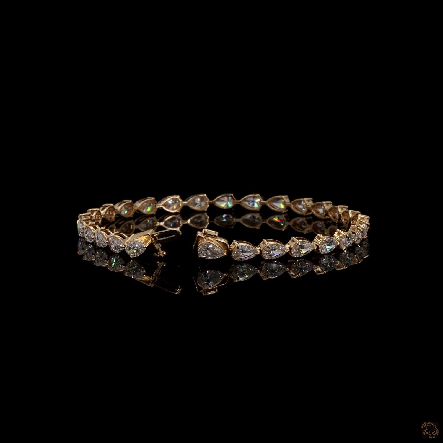 7.25 Ct Pear Cut Diamond Tennis Bracelet in 14K  Yellow Gold
