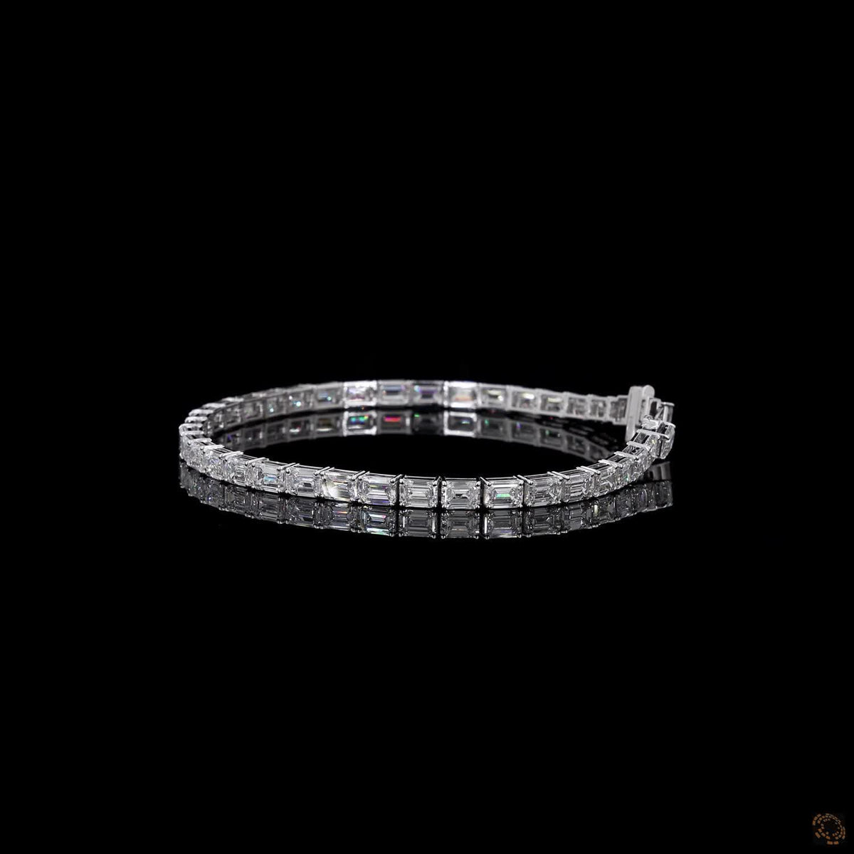 12.74 Ct Modern Bar-Set Emerald-Cut Diamond Tennis Bracelet in 14K White Gold