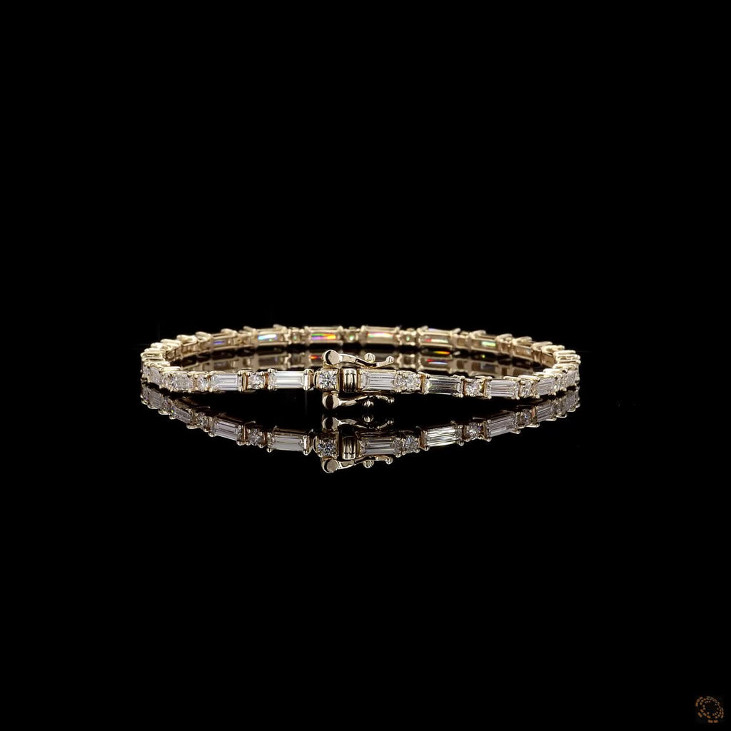 4.02Ct Baguette Cut Lab-Grown Diamond Tennis Bracelet in Solid Gold