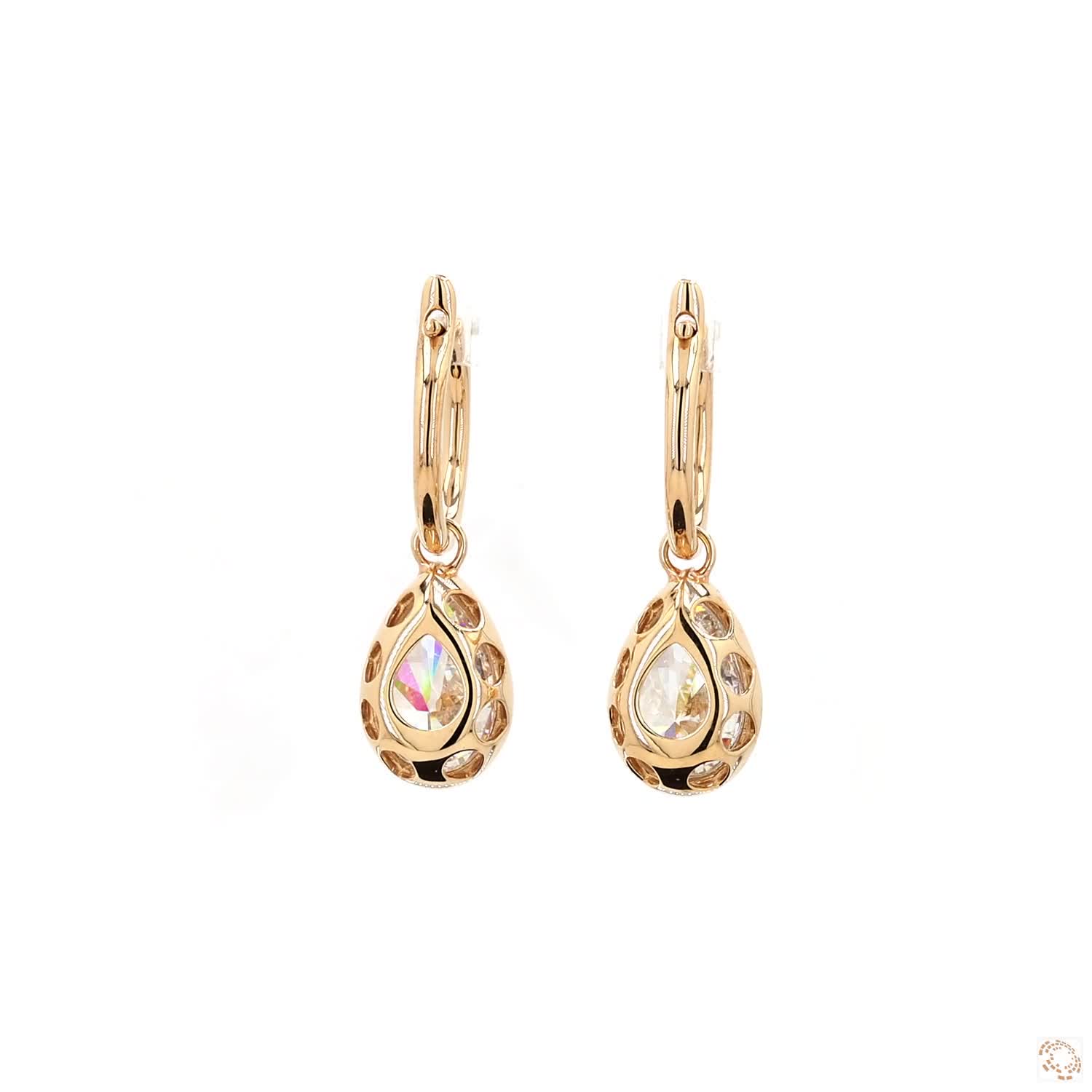 6.18 Ct Pear-Shaped Diamond Solitaire Yellow Gold Huggie Charm Earrings