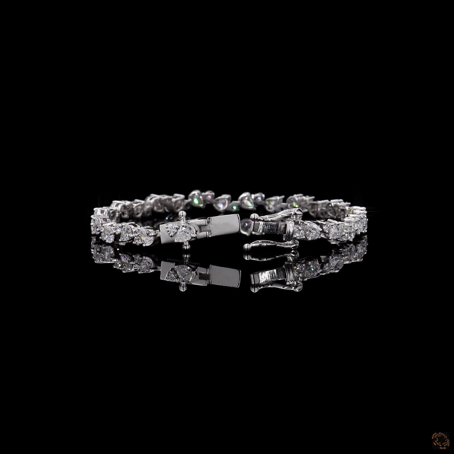 5.20 Ct White Gold Pear Cut  Cluster Fancy  Bracelet, Asymmetric Scattered Pear Line Bracelet, Modern Fine Jewelry Gift