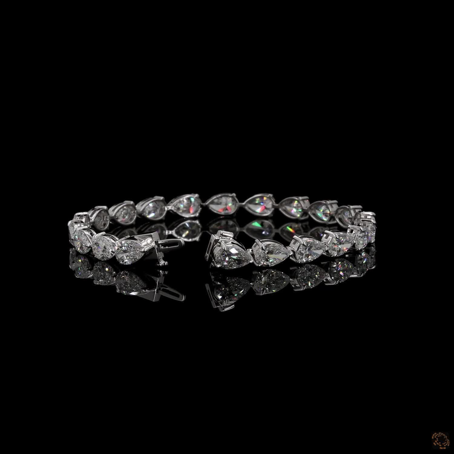 14.43 Ct Pear Cut Diamond Tennis Bracelet in Yellow Gold / Rose Gold (Copy)