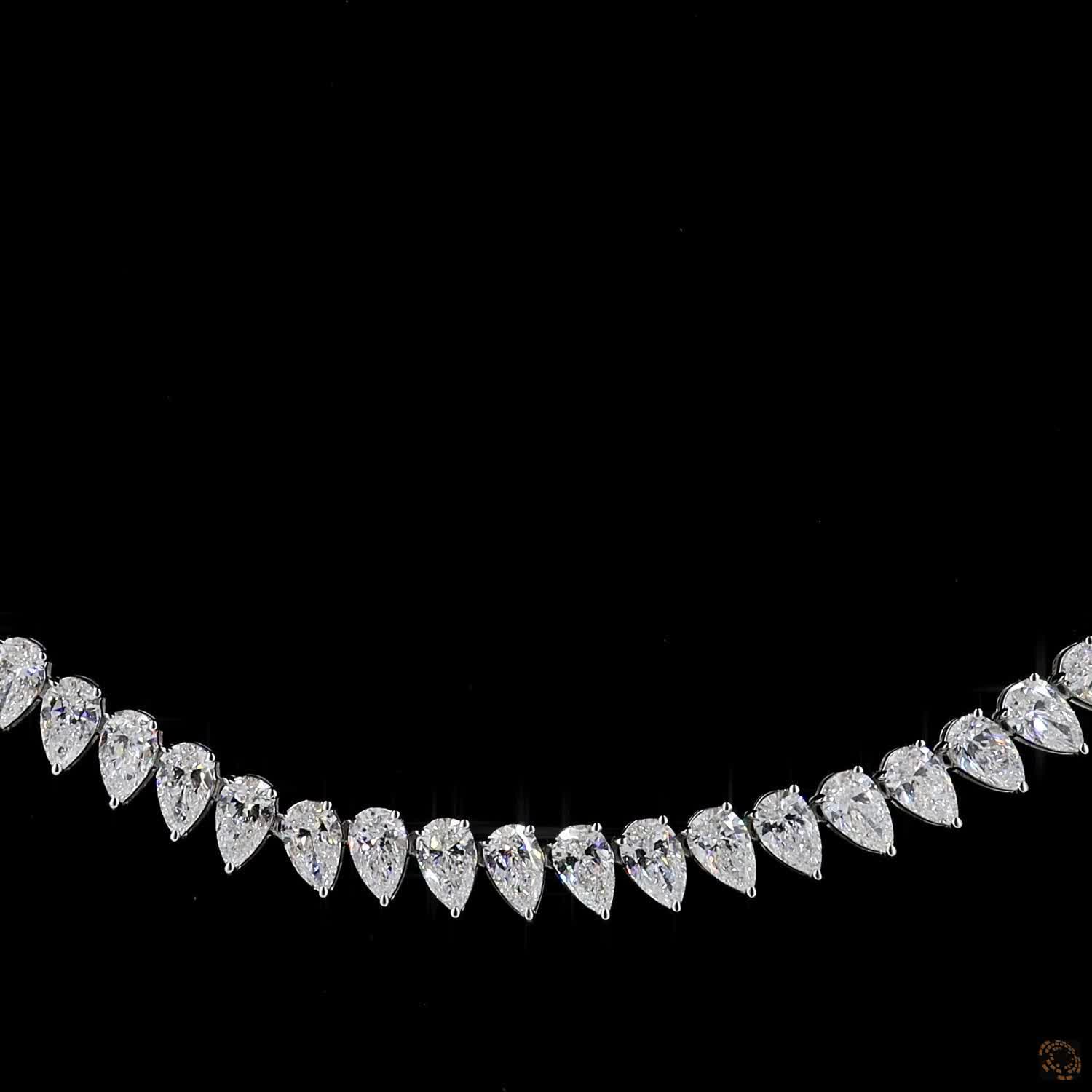 20.16 Ct Statement Pear Shape Diamond Full Eternity Tennis Necklace